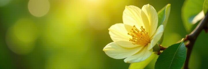 Obraz premium Delicate lemon flower petals unfolding in sunlight, lemon tree, nature