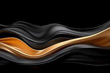 Elegant black and gold fluid abstract texture waves - digital artwork background