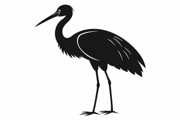 Obraz premium Vintage Stork Illustration – Retro Bird Vector Art,Stork Line Art Silhouette Icon.