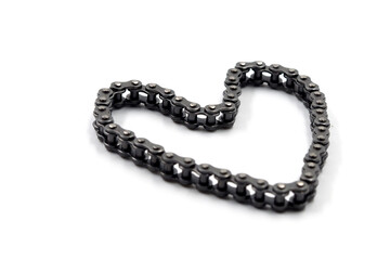 The motorbike chain forms a heart shape, chain of love