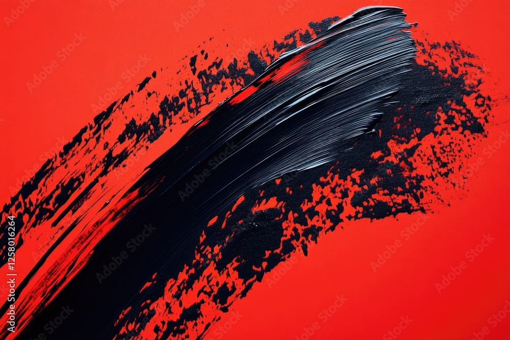 Poster abstract painting featuring a vibrant red background with bold black lines. the canvas print showcas