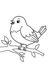 a bird on a branch sings coloring 