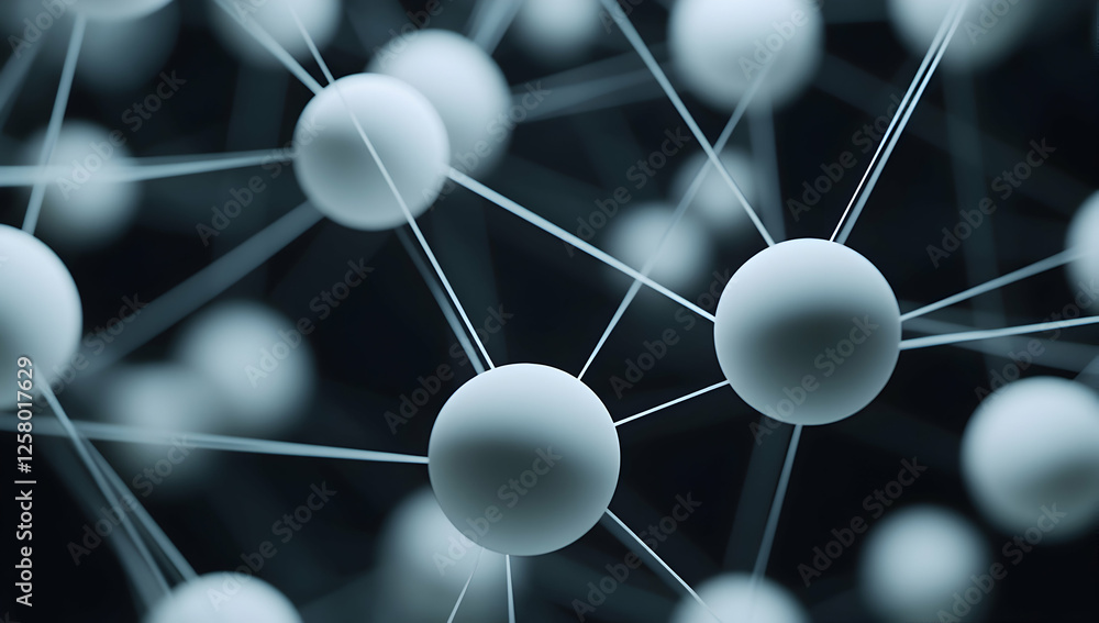 Poster a network of interconnected spheres, each representing different connections and collaborations in t