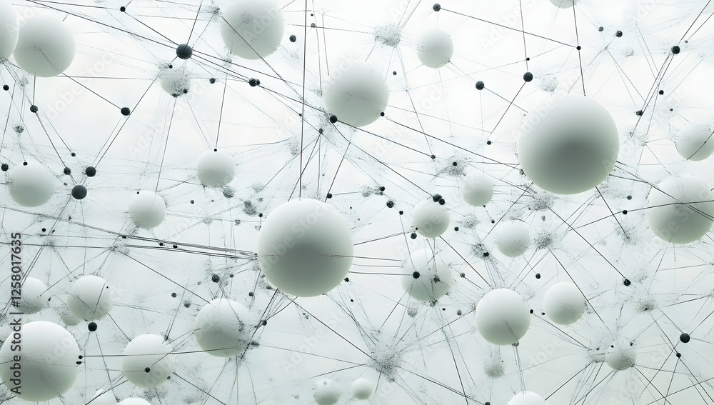 Poster a network of interconnected spheres, each representing different connections and collaborations in t