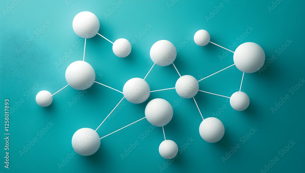 Poster a network of interconnected spheres, each representing different connections and collaborations in t