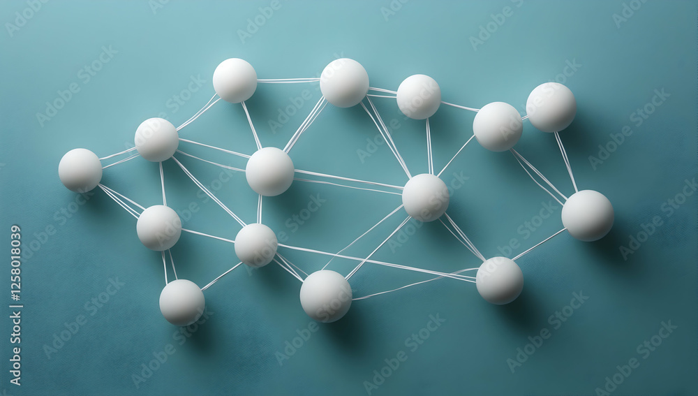 Poster a network of interconnected spheres, each representing different connections and collaborations in t
