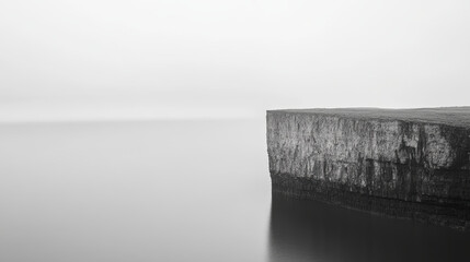 Serene ocean view coastal landscape black and white photography minimalistic environment tranquil perspective