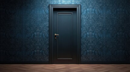 Dark door in a mysterious room.