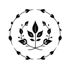 Intricate botanical illustration: minimalist, elegant leaves and curved stem structure