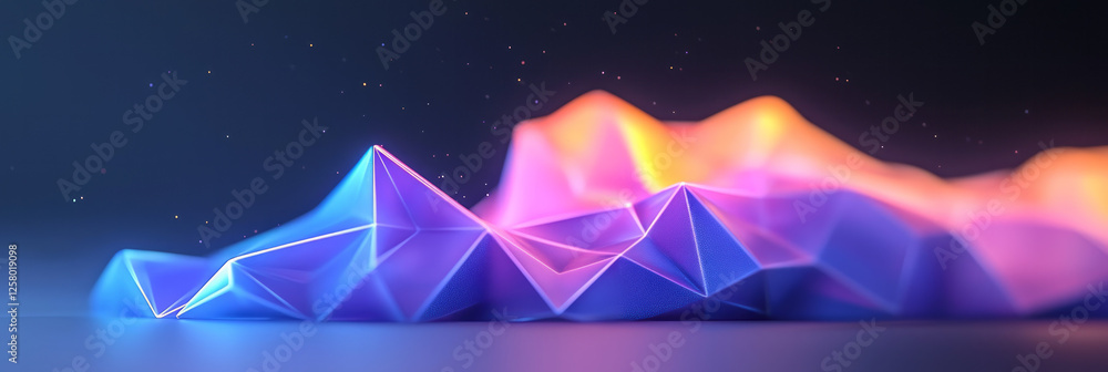 Poster a pulsating array of neon polygons, reconfiguring and realigning in a perpetual, futuristic loop,