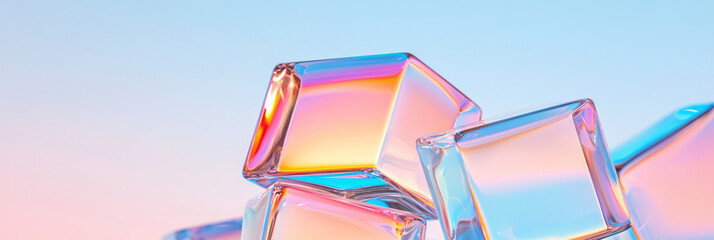 A kaleidoscopic arrangement of translucent cubes rotating in unison, each surface reflecting airy