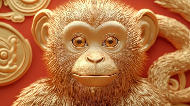 chinese new year decoration with gold monkey,2016 is year of the monkey