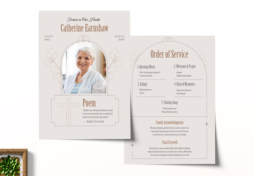 Elegant Funeral Obituary Program Design Layout