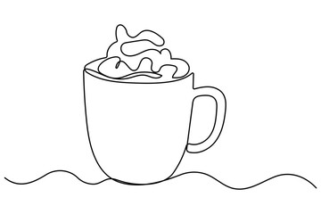 Coffee cup continuous single line drawing of tea cup design symbol. outline Vector illustration
