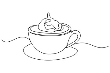 Coffee cup continuous single line drawing of tea cup design symbol. outline Vector illustration
