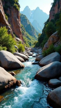 unique granite formations in a mountain stream, rock, caras de roca