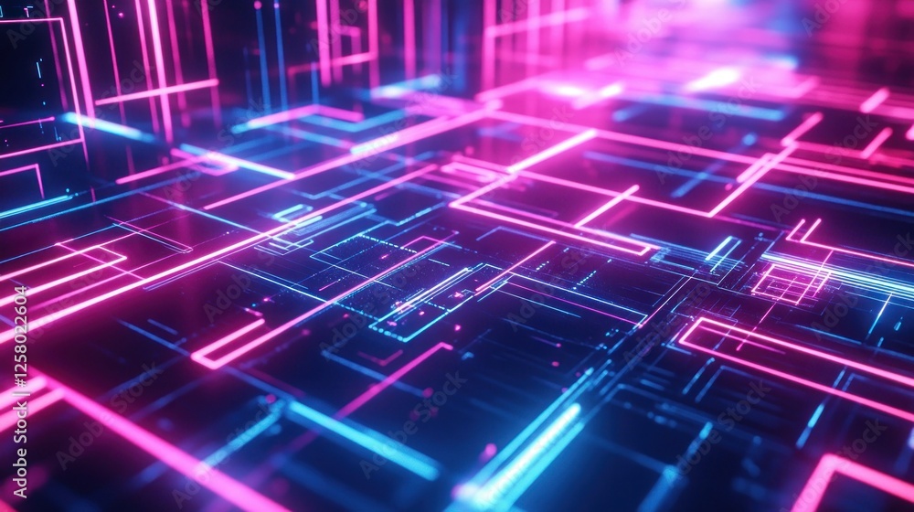 Poster high energy neon gaming background with glowing lines sharp geometric pattern cyber network wallpape