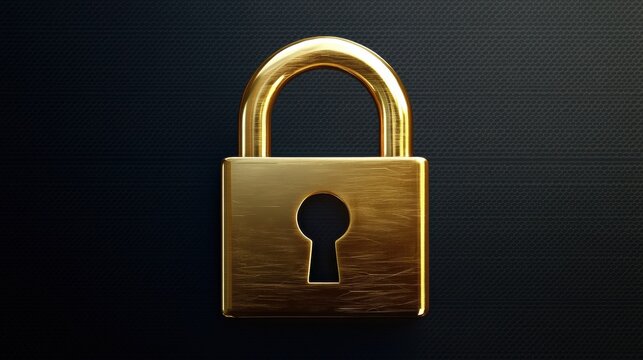 Golden padlock on a digital background, symbolizing security and data protection.