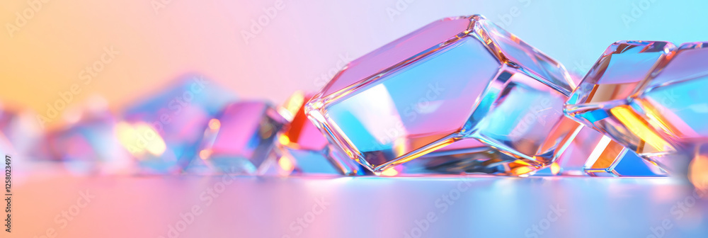 Poster a futuristic growth of hexagonal crystals, each edge sparkling as they appear to assemble