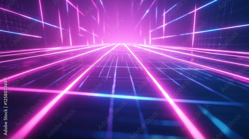 Poster high energy neon gaming background with glowing lines sharp geometric pattern cyber network wallpape