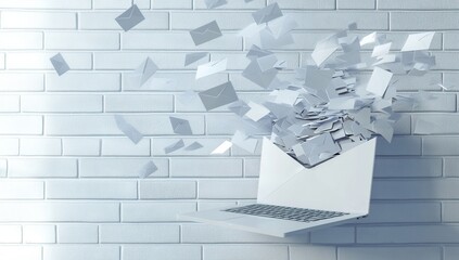 Laptop Receiving Overwhelming Email Overload:  Managing Digital Correspondence Efficiently and Effectively.