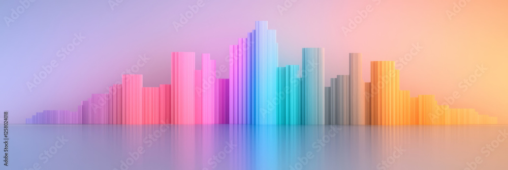 Aufkleber A flowing gradient of multicolored columns rising and falling, reminiscent of a futuristic