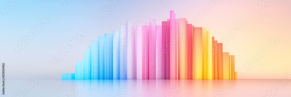 Fototapete a flowing gradient of multicolored columns rising and falling, reminiscent of a futuristic
