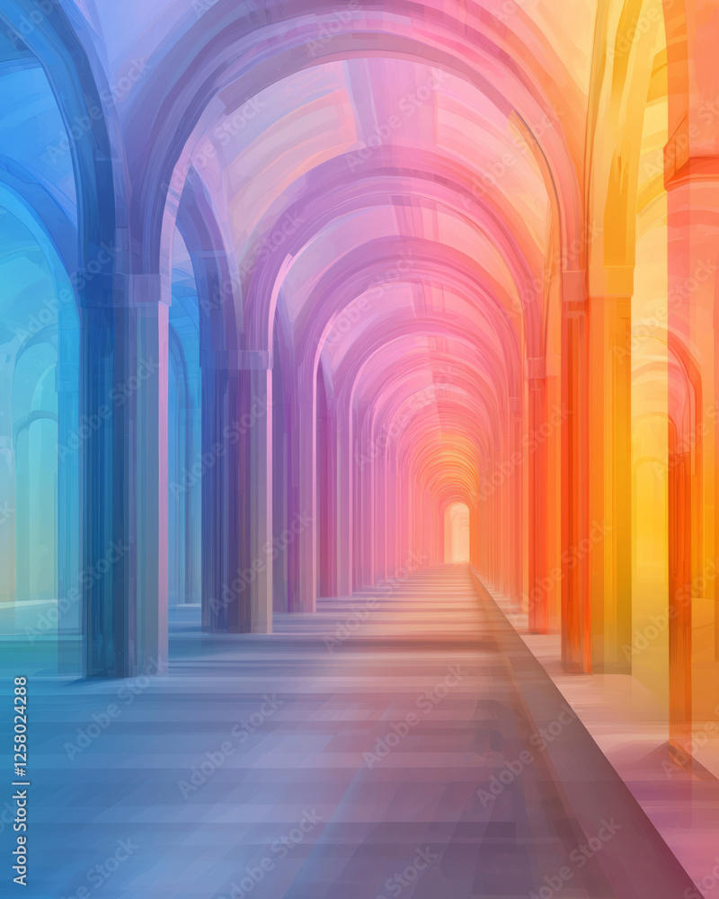 Leinwandbilder a kaleidoscopic array of color-shifting pillars advancing and receding, generating a vibrant,