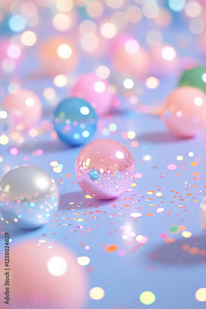 Aufkleber a playful burst of color as scattered disco balls spin simultaneously, sending streaks of neon