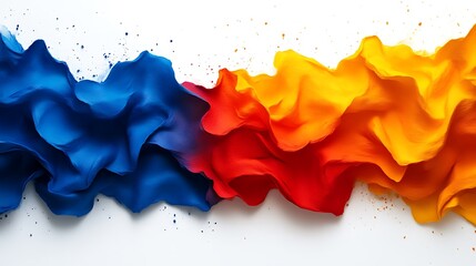 Obraz premium Abstract Blue Red Orange Wave Painting