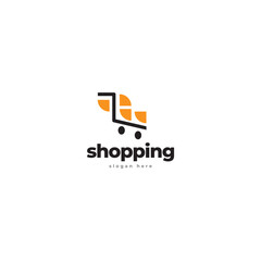 online store logo, shopping cart logo and shopping bag logo vector