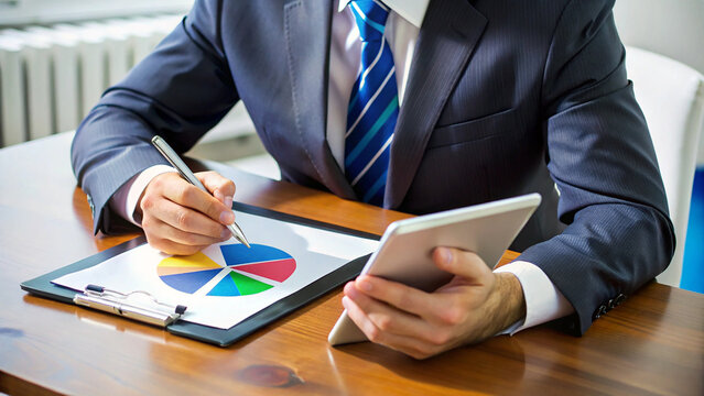 "Businessman Analyzing Pie Chart on Tablet and Taking Notes"
- Powered by Adobe