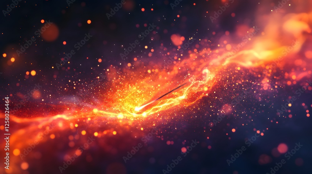 Poster abstract cosmic background with colorful light and sparkling effects
