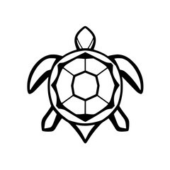 Obraz premium Bold black and white illustration of a stylized sea turtle, showcasing geometric precision and simplicity.