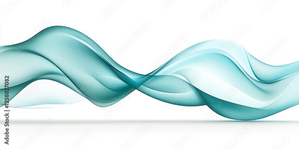 Canvas Prints serene flow of teal and aqua abstract swirls isolated on white, artistic design element.