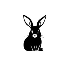 Obraz premium Black Rabbit Illustration on White Background
