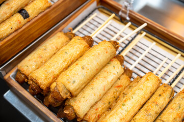 Korean street food. Sausage fish cake.
