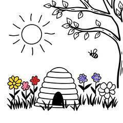 Sunny Spring Day hand drawing vector illustration