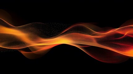Vibrant Abstract Waveform in Orange and Red Against Black Background