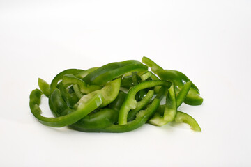 Pepper (paprika) cut into strips on white background