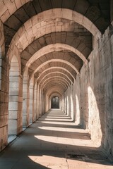 the Istanbul stone aqueduct, with the sunlight filtering through its arches, casting shadows that add depth and texture to the scene