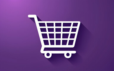 Stylized Purple Shopping Cart Icon for Online Shopping and Retail Stores