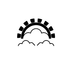 Minimalist Black and White Design Showing Sunrise with Clouds.