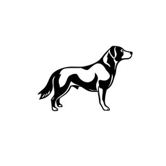 Obraz premium Black and White Dog Silhouette: Standing Labrador Retriever In Profile, Minimalist Design