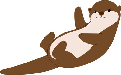 cute otter raising hand illustration
