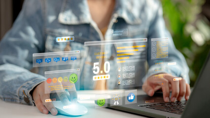 Consumers give Stars and feedback reviews for quality and business reputation ranking from buyers,...