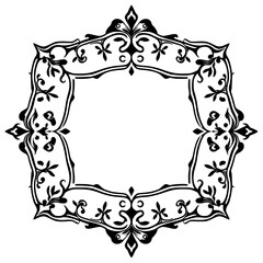 Abstract design of black graphical details featuring decorative elements in a repeating pattern.