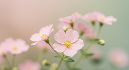 Fototapeta premium Delicate Pink Flowers in Bloom with Soft Focus Background - Ideal for Nature and Floral Photography Projects