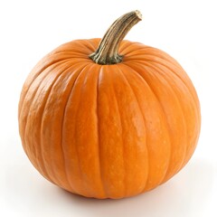 Obraz premium Ultra-Realistic Fresh Pumpkin with Vibrant Orange Color, Detailed Texture, and Smooth Surface on a Pure White Background