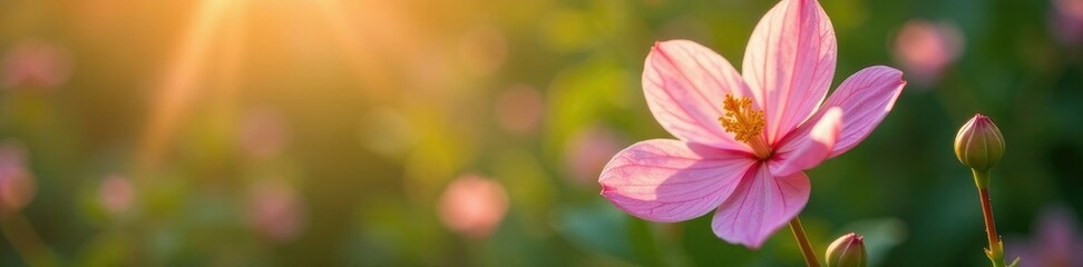 Fototapeta premium Delicate Adenophora flowers unfurl in morning light, gentle, floral, flowers